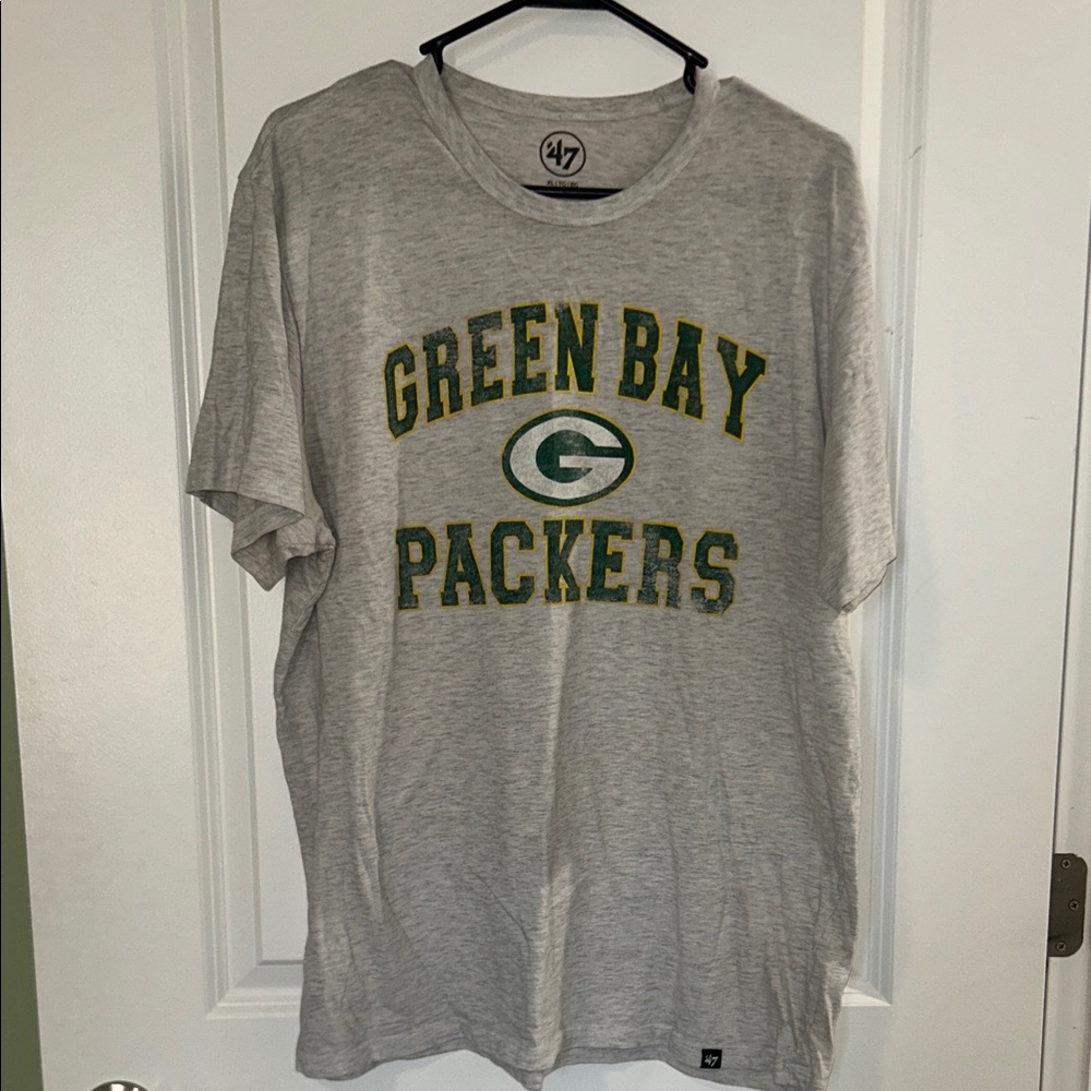47 Men's Gray Green Bay Packers Logo Tee